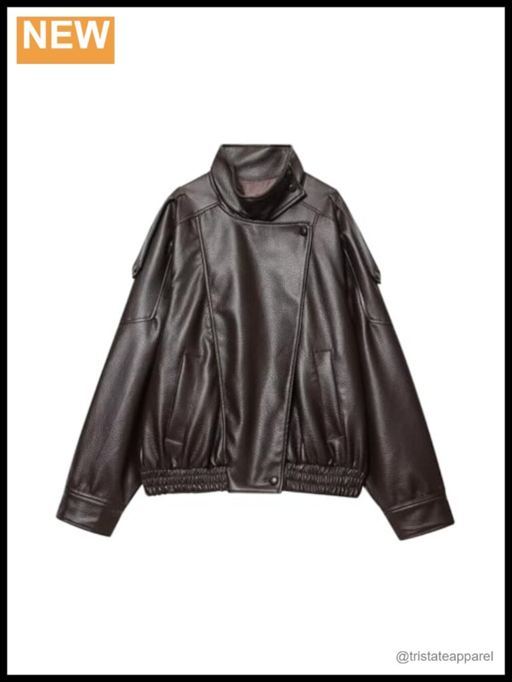 Oversized Faux Leather Moto Jacket Women's Casual